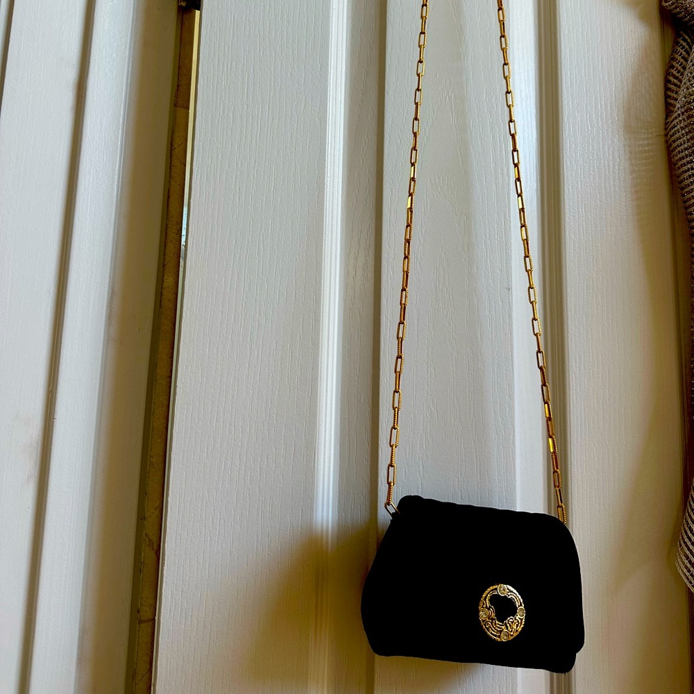 Sondra Roberts Black Mini Bag with Gold Chain